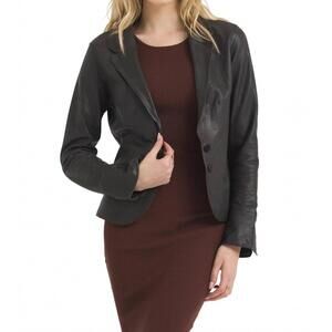 NEW JAKETT amelia wrinkled leather blazer in chocolate